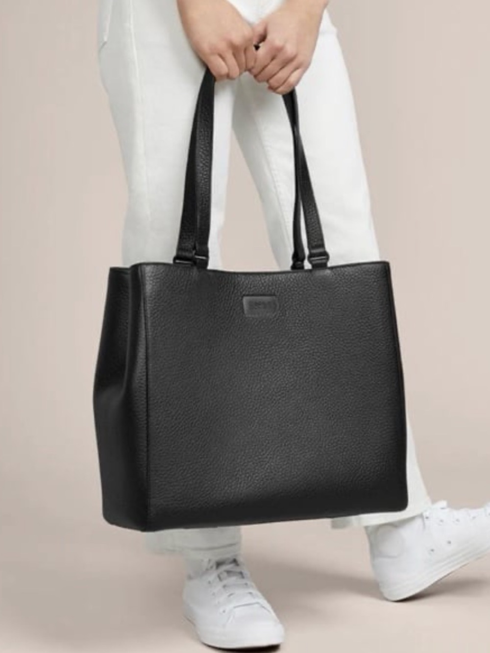 Dagne Dover Allyn Leather Tote, Size Medium, Onyx Black